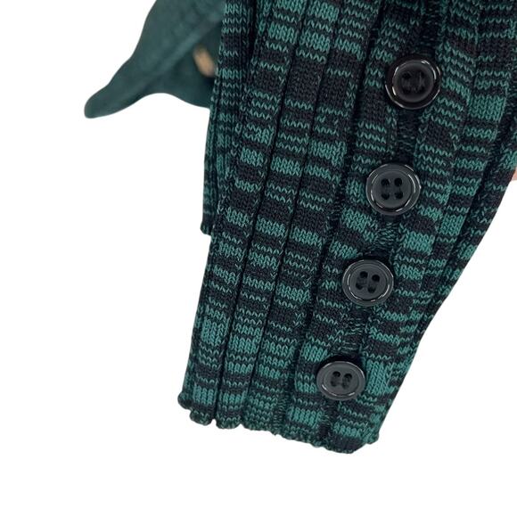 Self‎ Portrait Crossover Ribbed Knit Crop Top Long Sleeve Green Black Size Small - Picture 7 of 12